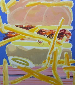 ABSTRACT Figurative Pastel Burguer Colors Artwork Contemporary Artist Adam Dora