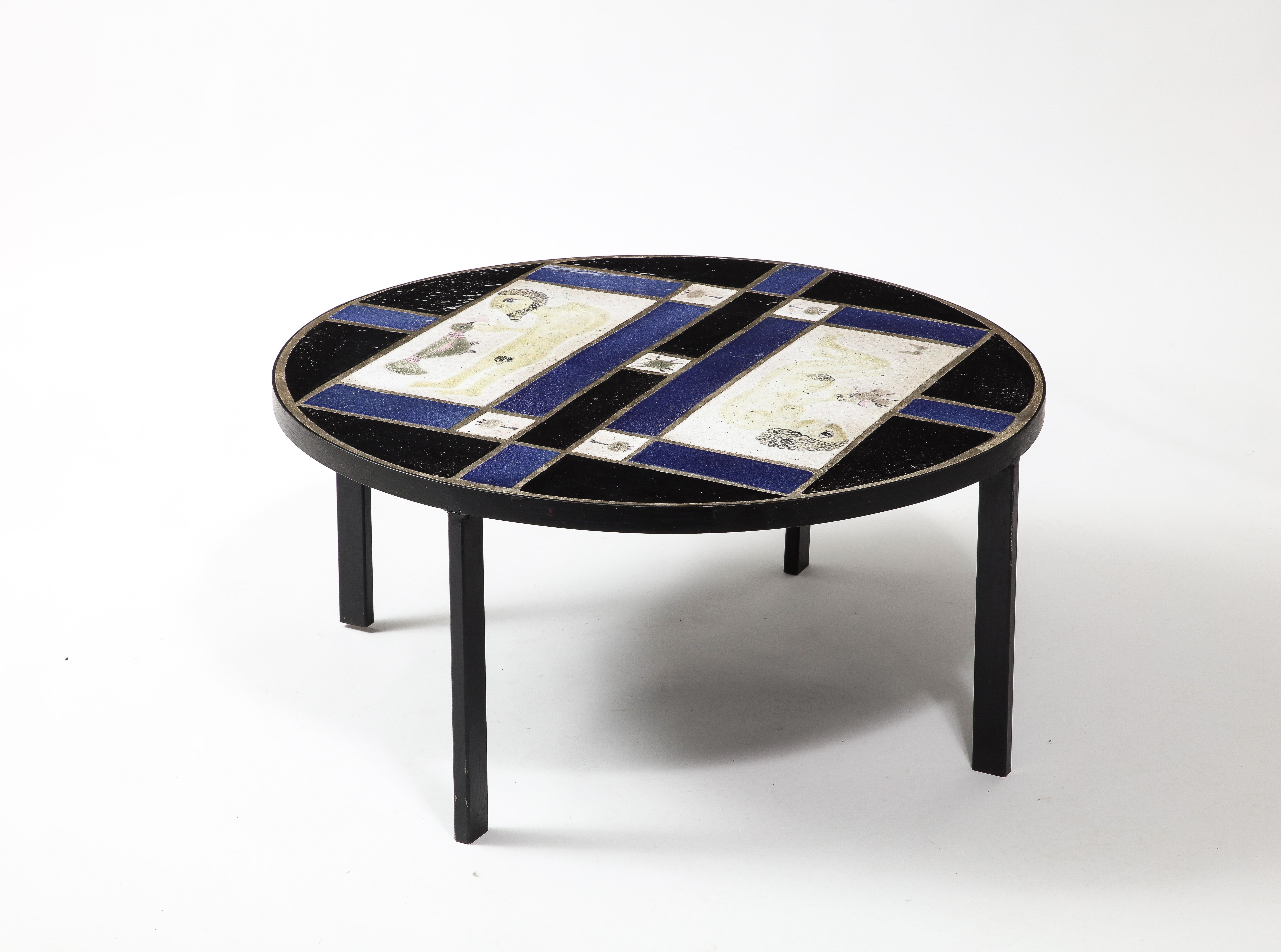 Glazed Adam & Eve Coffee Table by Les Deux Potiers, France 1960's