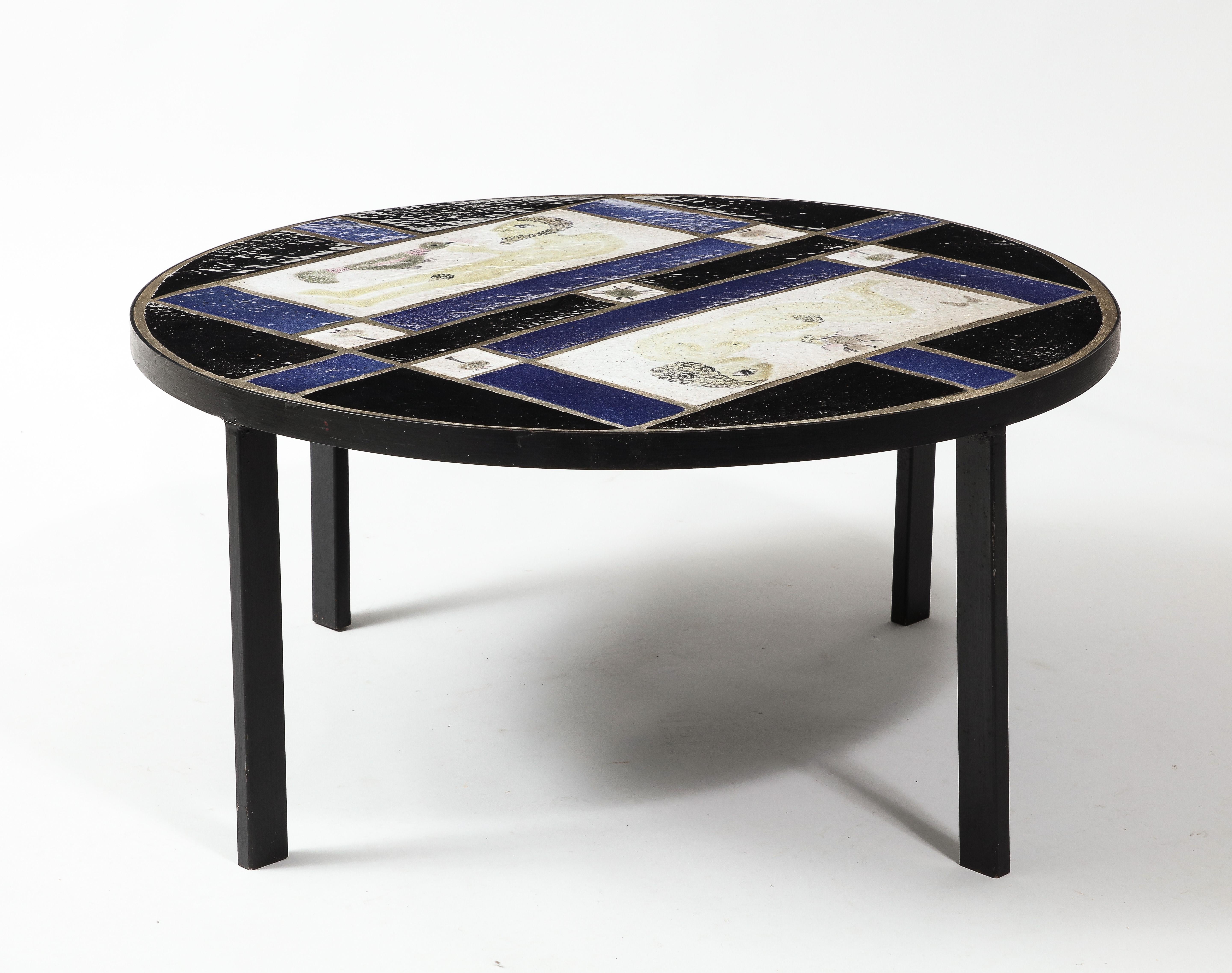 20th Century Adam & Eve Coffee Table by Les Deux Potiers, France 1960's
