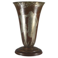 "Adam & Eve" Paul Louis Mergier rare dinanderie lamp vase.
