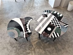 Adam Coffee Table by R’Kan, Multicolor Marble & Metal, Modern Design