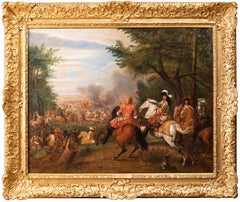 King Louis XIV at the battlefield, studio of A. Van der Meulen, French 17th