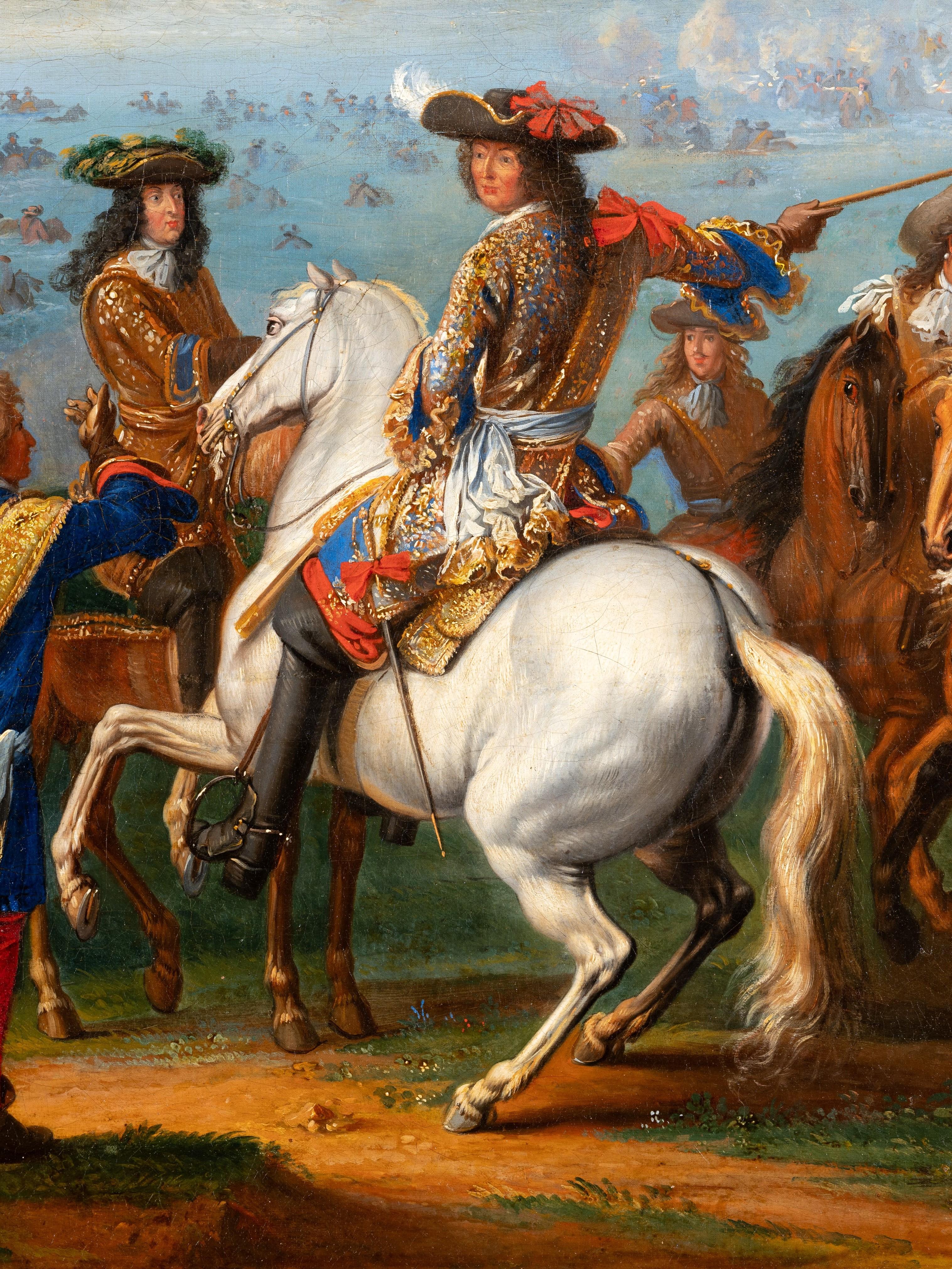Louis XIV and his army at the crossing of the Rhine by Adam-Frans van der Meulen For Sale 1