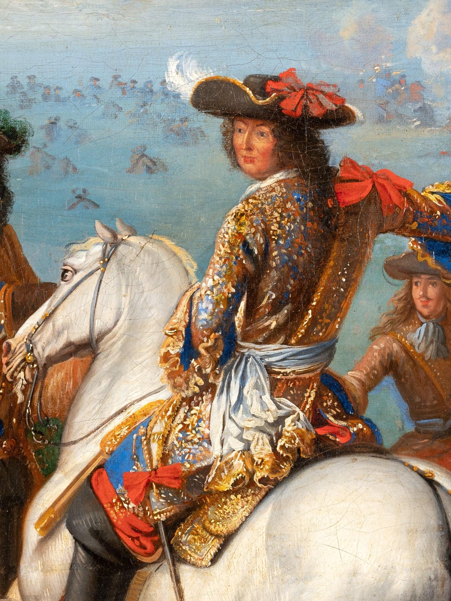 Louis XIV and his army at the crossing of the Rhine by Adam-Frans van der Meulen For Sale 3
