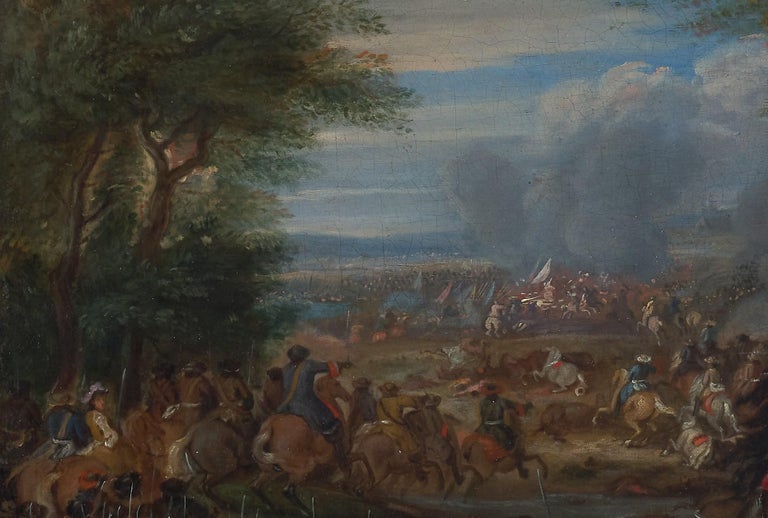 A 17th century battle scene picturing the Sun King - Flemish Old Master  - Old Masters Painting by Adam Frans van der Meulen