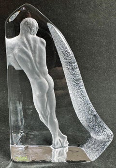 "Adam", Glass Sculpture with Standing Male Nude, Nybro, Sweden