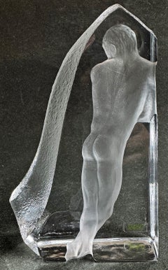 "Adam", Glass Sculpture with Standing Male Nude, Nybro, Sweden
