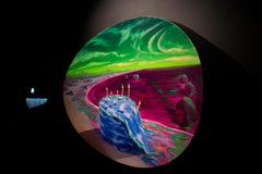 Great Expectations Oil Painting on Curved Wood Panel, Contemporary Art