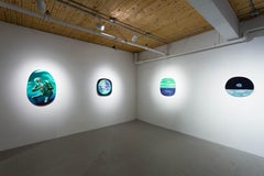 Nothing But Blue Skies Painting, Acrylic on Wood Panel, Contemporary