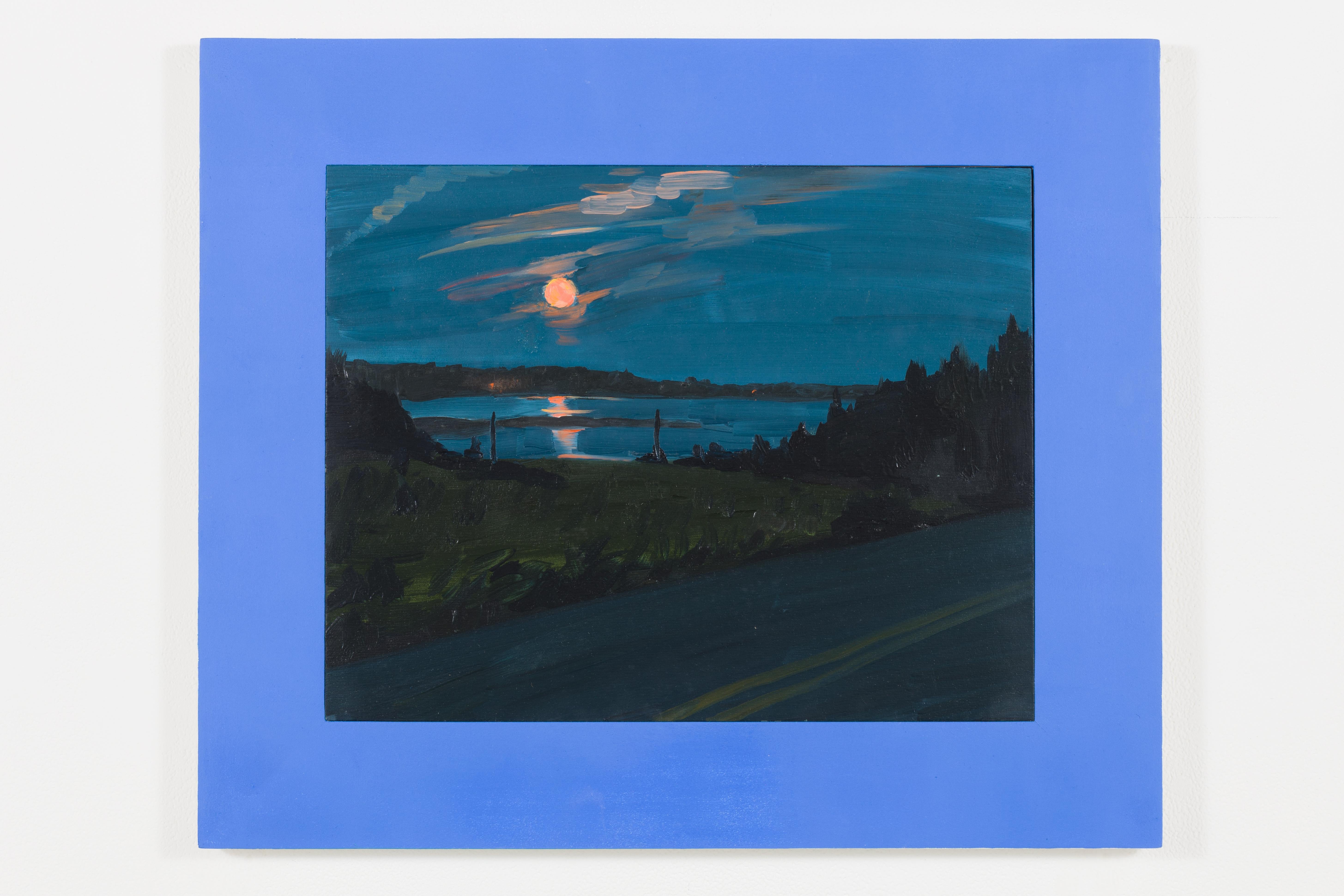 Landscape Painting de Adam Gunn - Luna naranja sobre Caribou