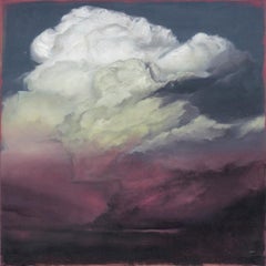 "Lueur nocturne" - Peinture à l'huile réaliste et colorée, paysage céleste et nature morte