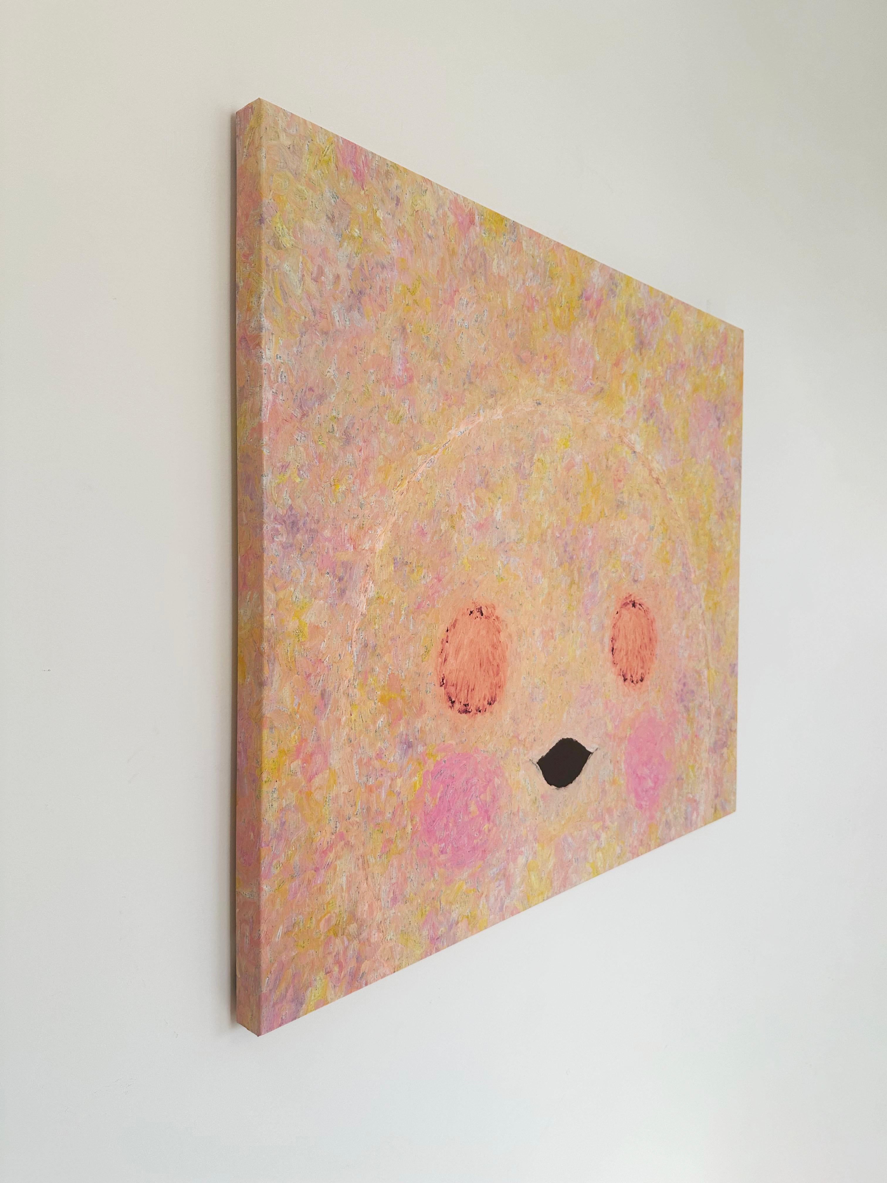 Colorful, Faux-Naïf Painting by Adam Handler 'Peek-a-boo Ghost in Spring' For Sale 3