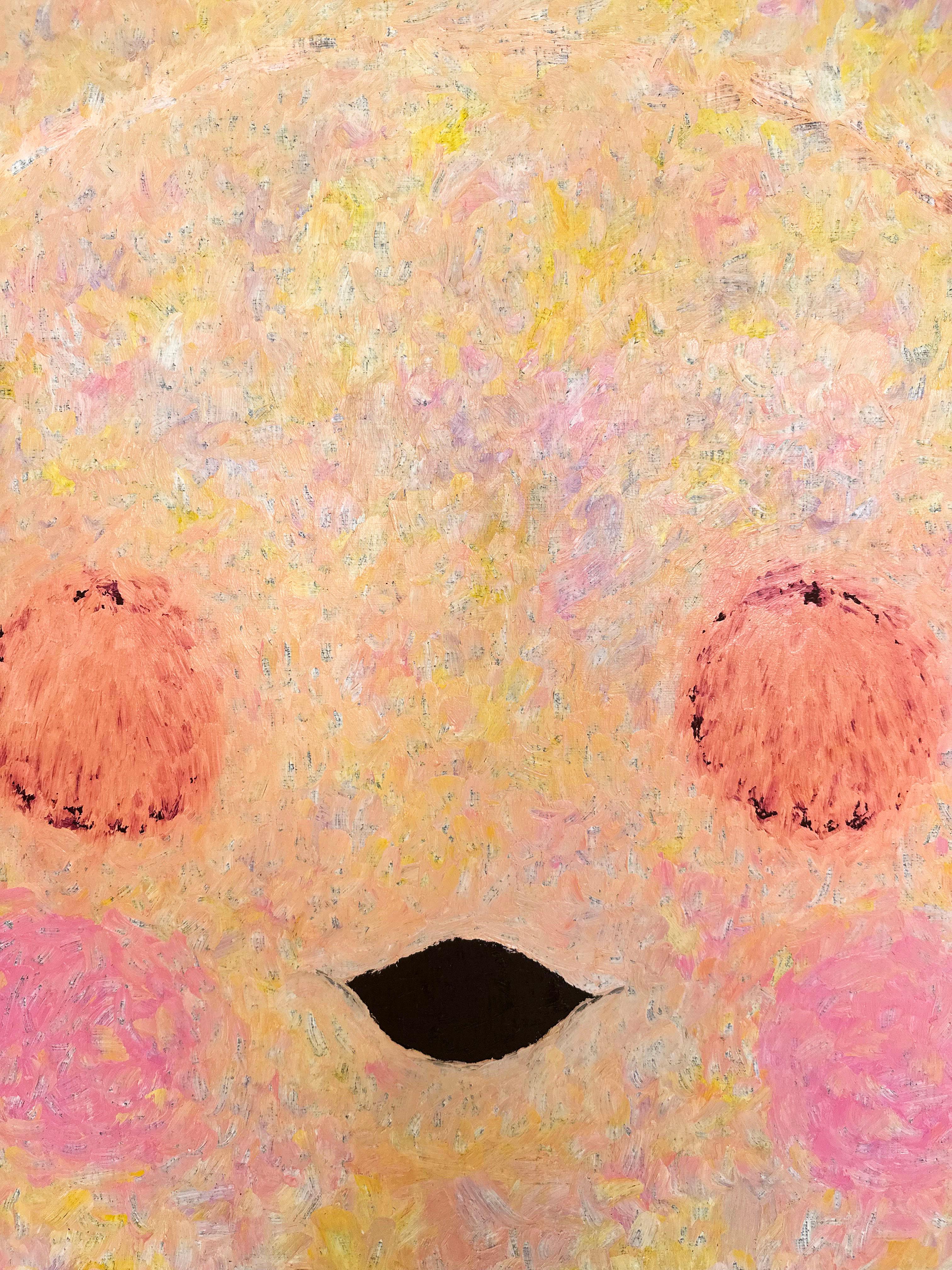 Colorful, Faux-Naïf Painting by Adam Handler 'Peek-a-boo Ghost in Spring' For Sale 4