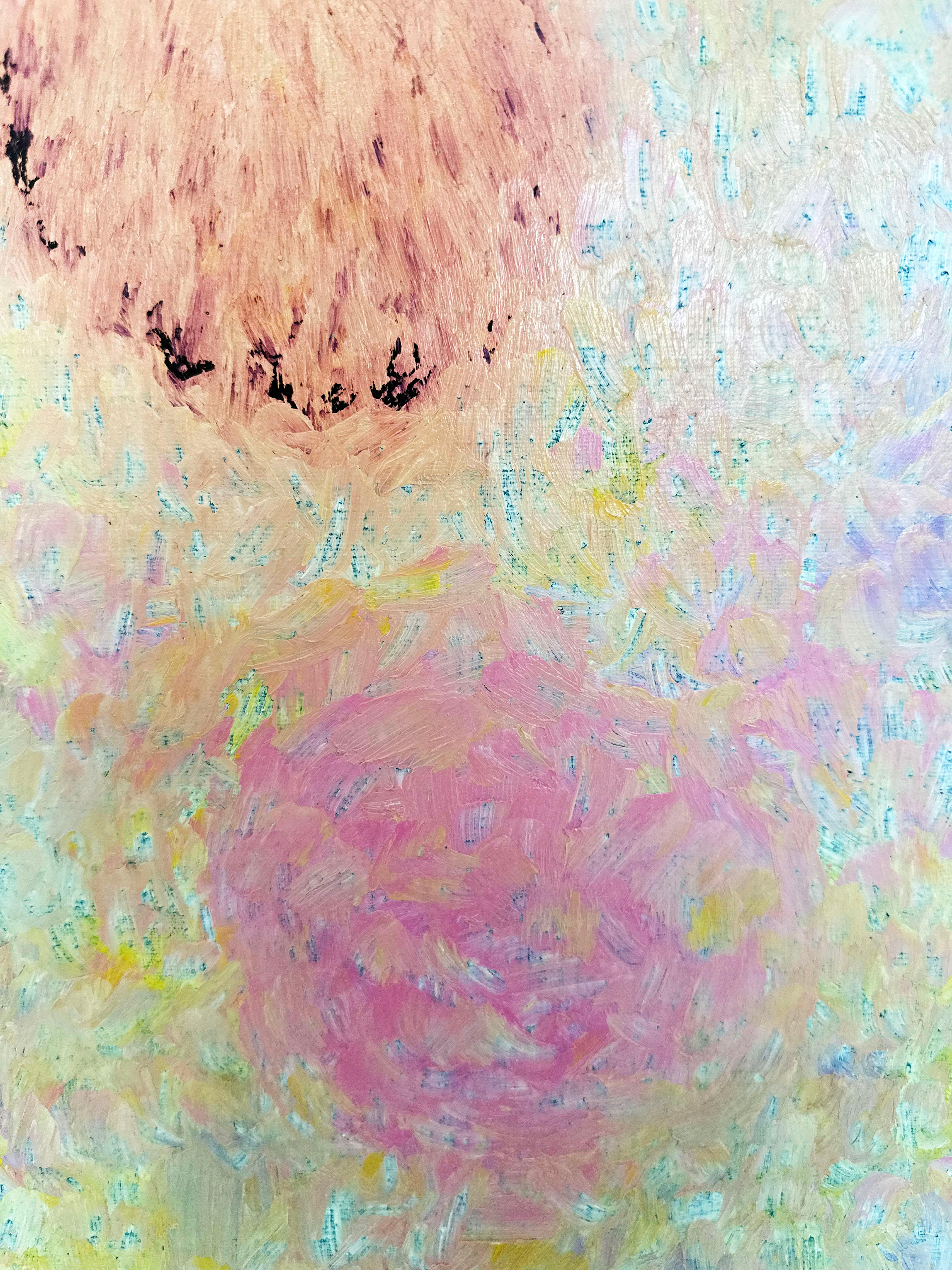 Colorful, Faux-Naïf Painting by Adam Handler 'Peek-a-boo Ghost in Spring' For Sale 5