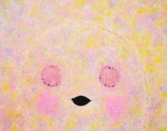 Dipinto colorato e finto-naïf di Adam Handler "Fantasma a sorpresa in primavera