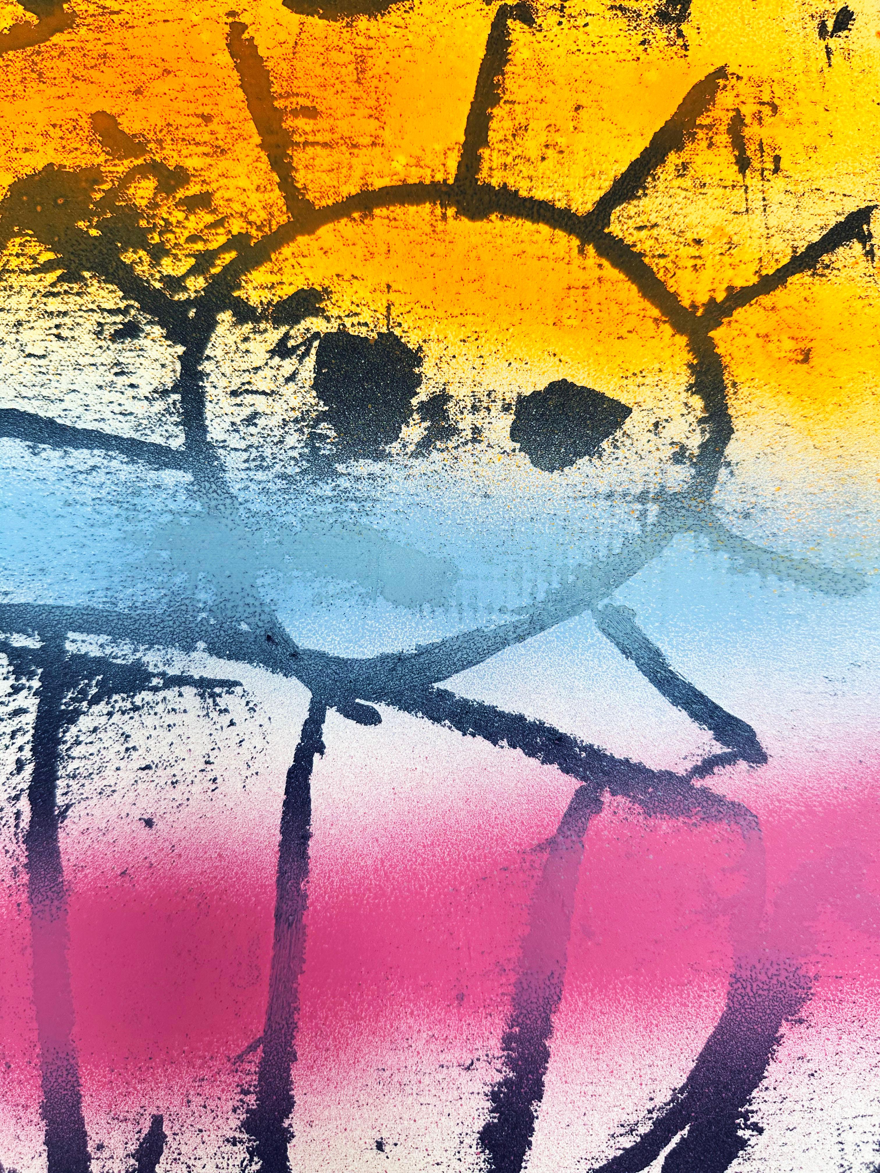 Colorful, Faux-Naïf Painting by Adam Handler 'Toki and Slimy' For Sale 5