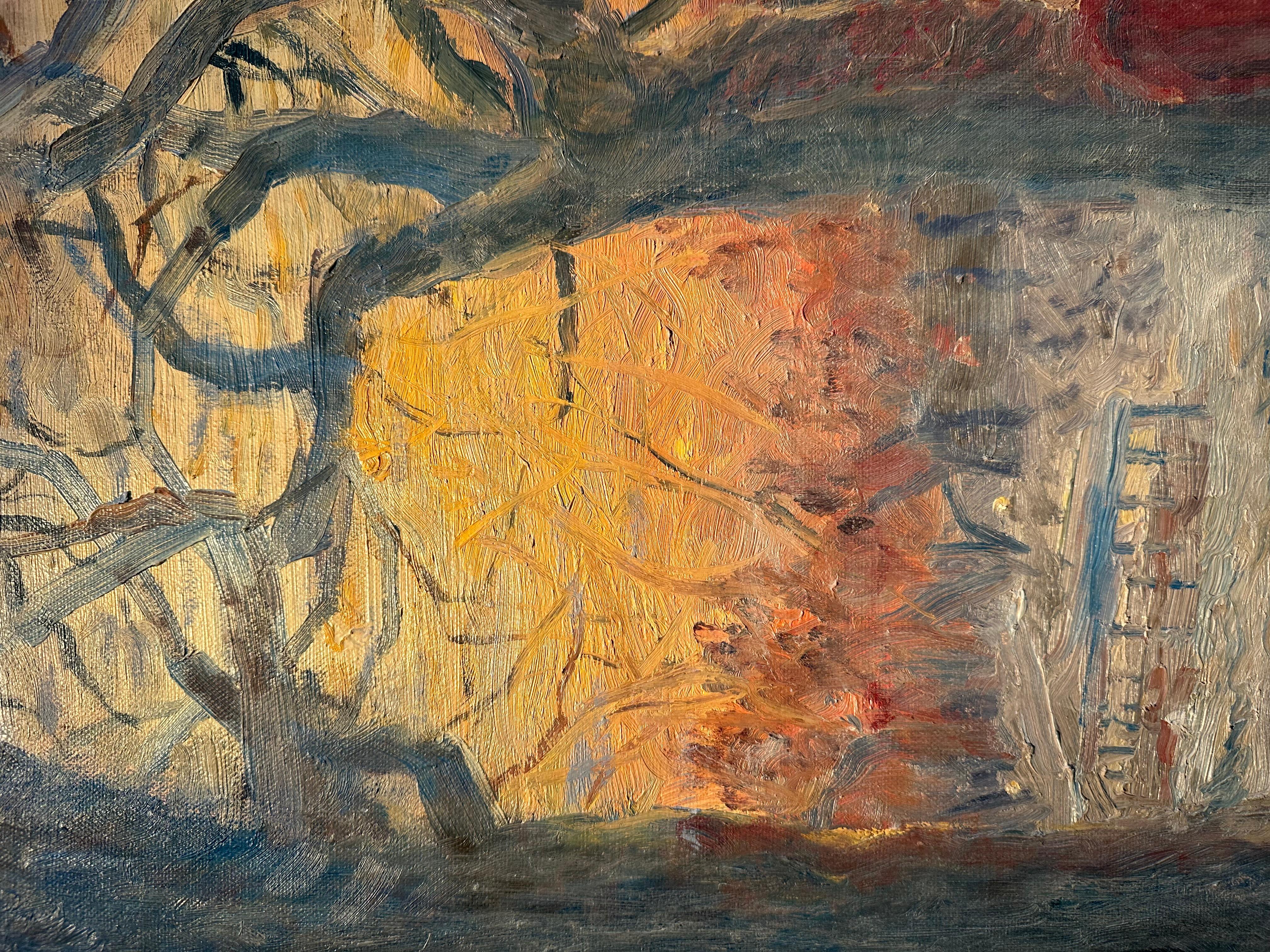 Mast - Quadro di paesaggio narrativo, olio originale su tela, incorniciato in vendita 1