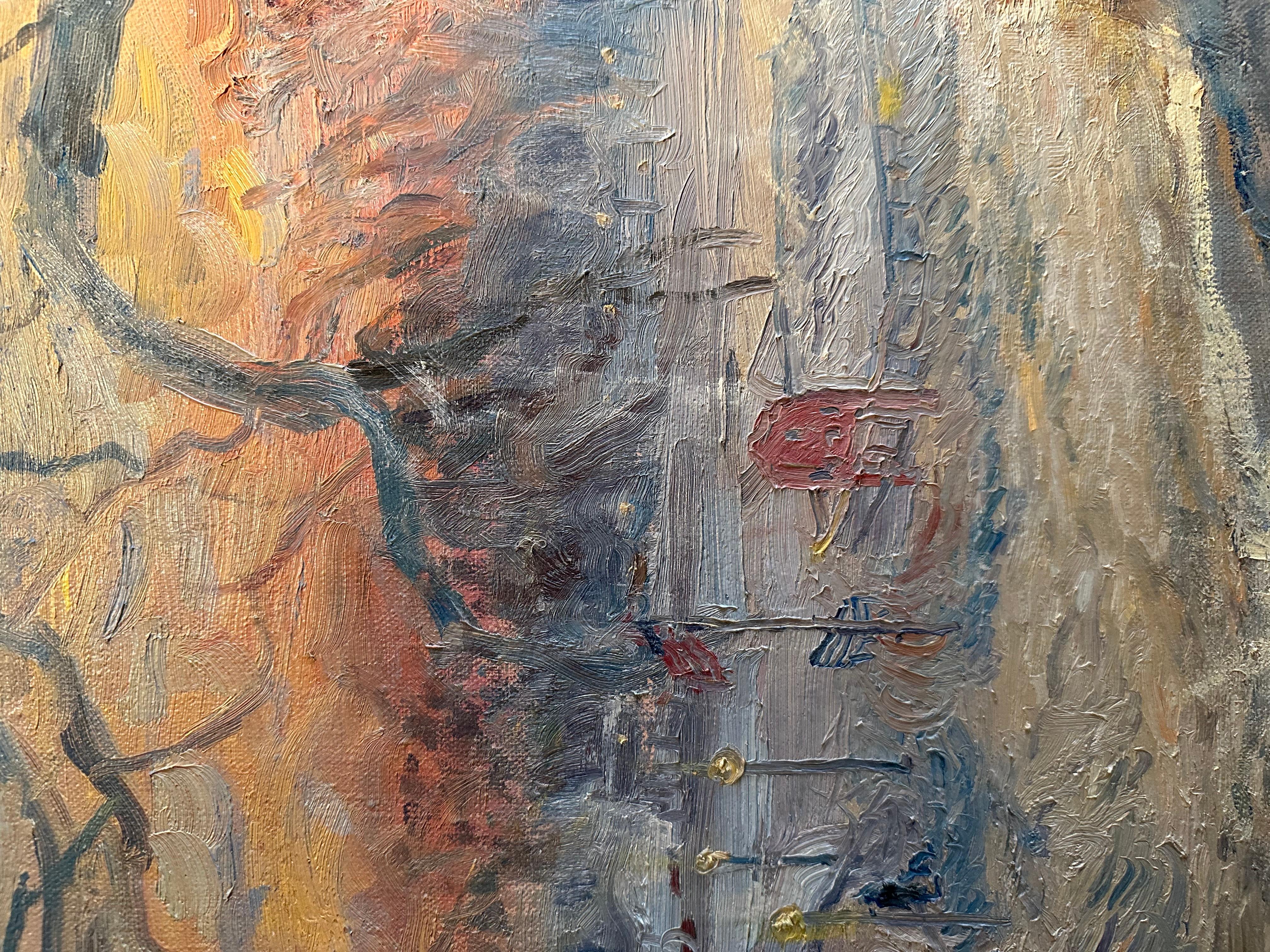Mast - Quadro di paesaggio narrativo, olio originale su tela, incorniciato in vendita 2