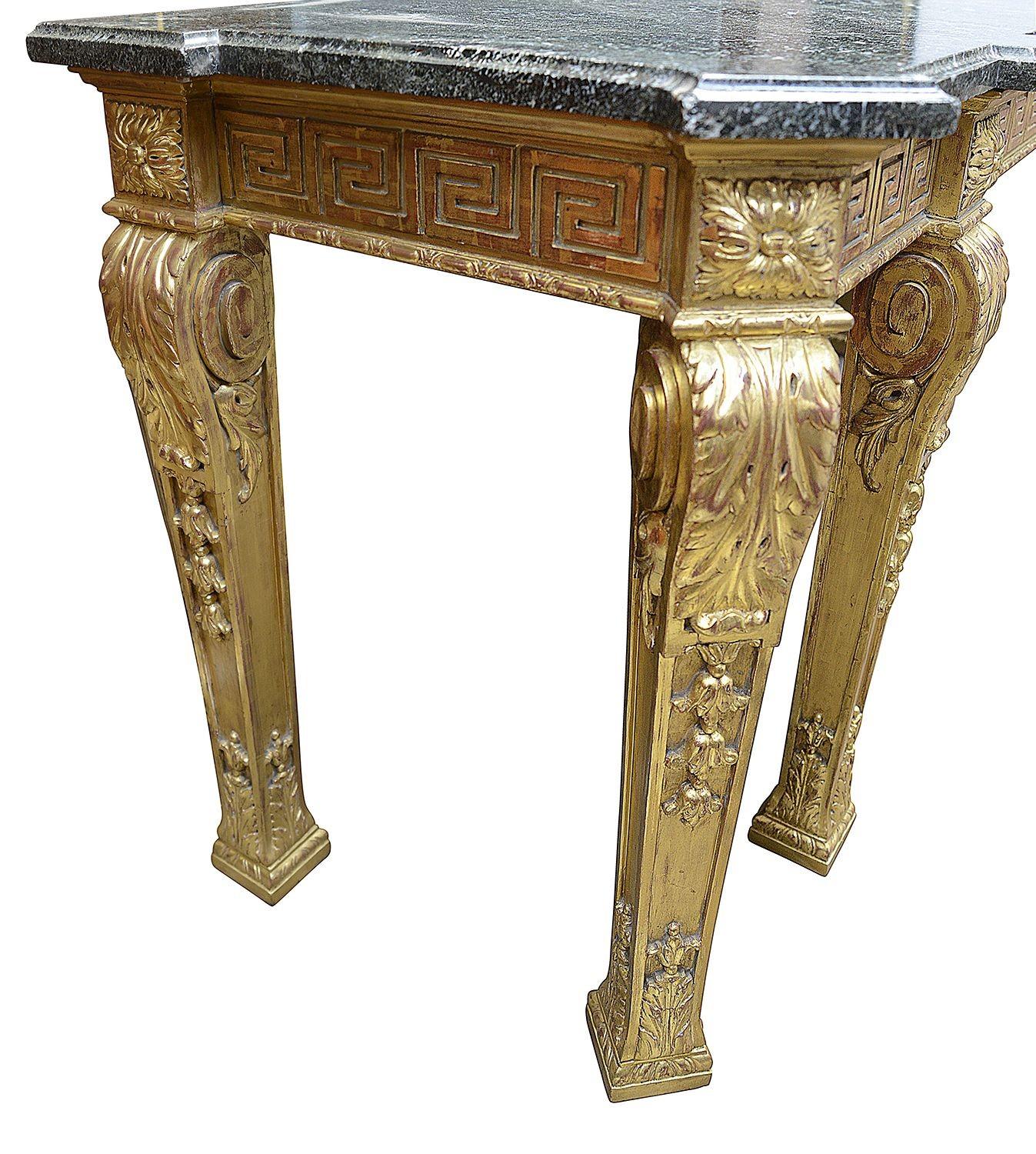 Adam Influenced Carved Giltwood Console Table, by Charles Tozer, London In Good Condition For Sale In Brighton, Sussex
