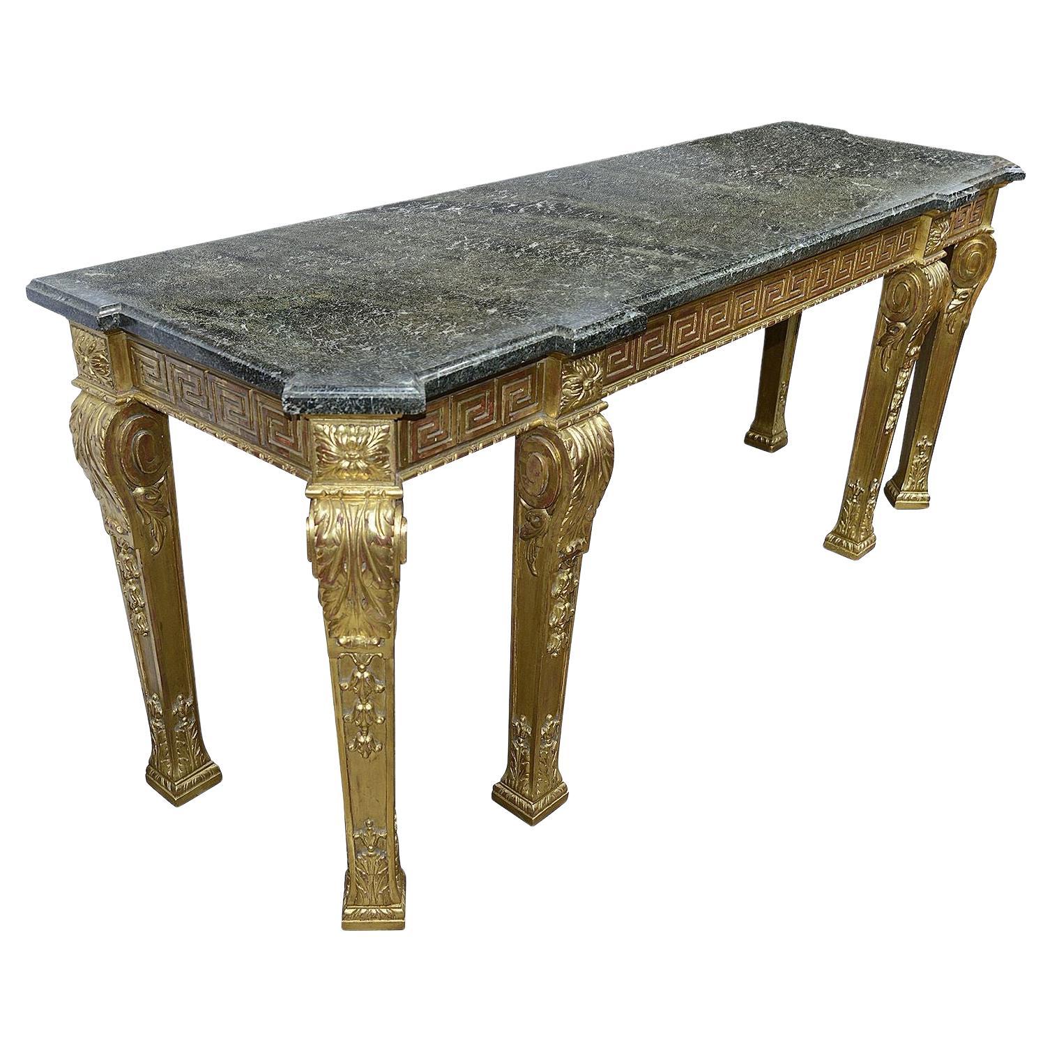 Adam Influenced Carved Giltwood Console Table, by Charles Tozer, London For Sale