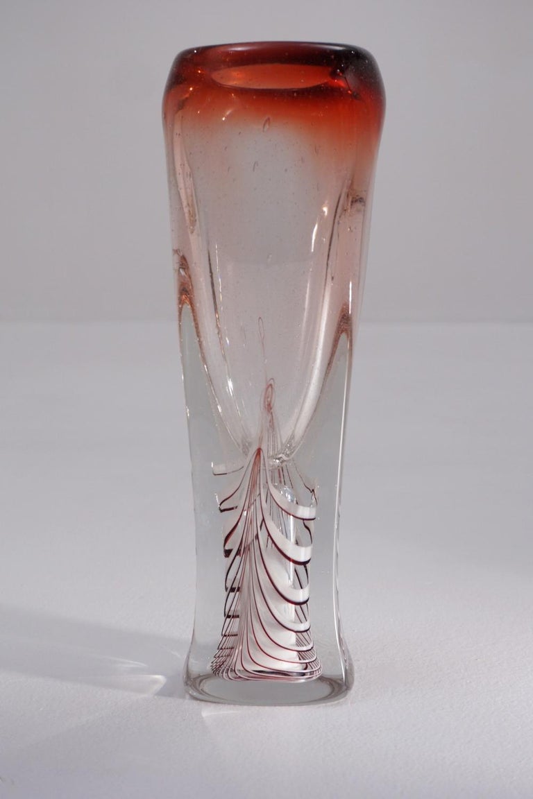 Adam Jablonski Glass Vase `Fortuna`, Signed 1990, Polish at 1stDibs