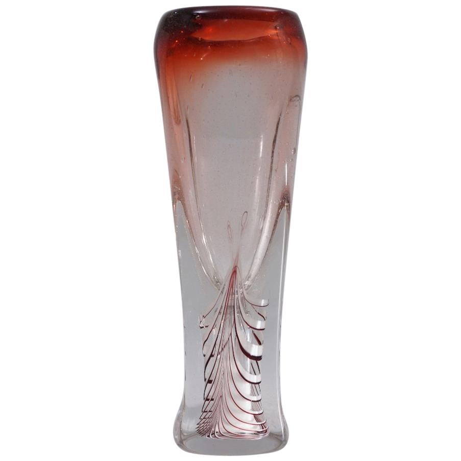 Adam Jablonski Glass Vase `Fortuna`, Signed 1990, Polish