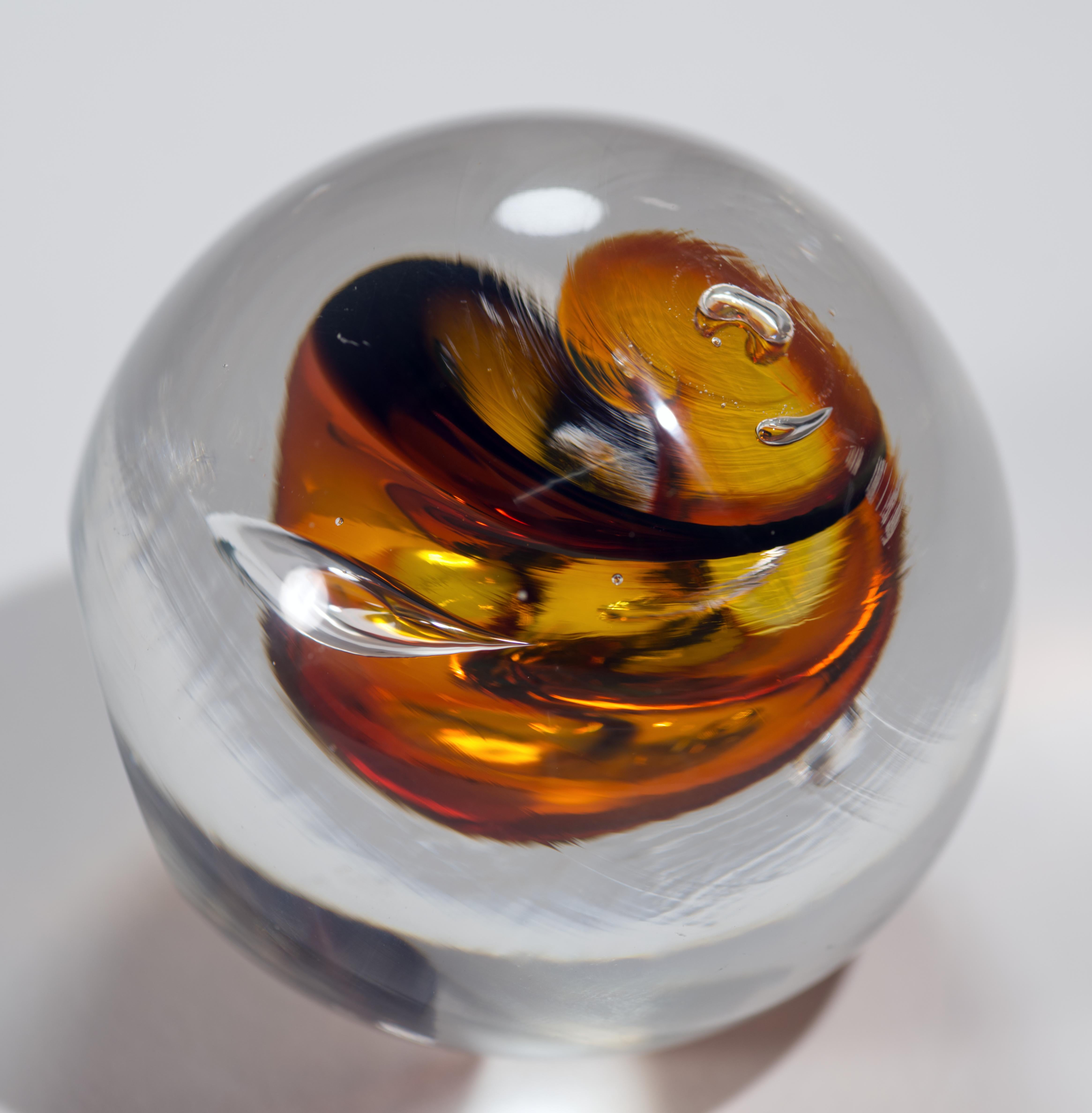 Adam Jablonski Sommerso Paperweight with Slanted Base, Polish Art Glass For Sale 2