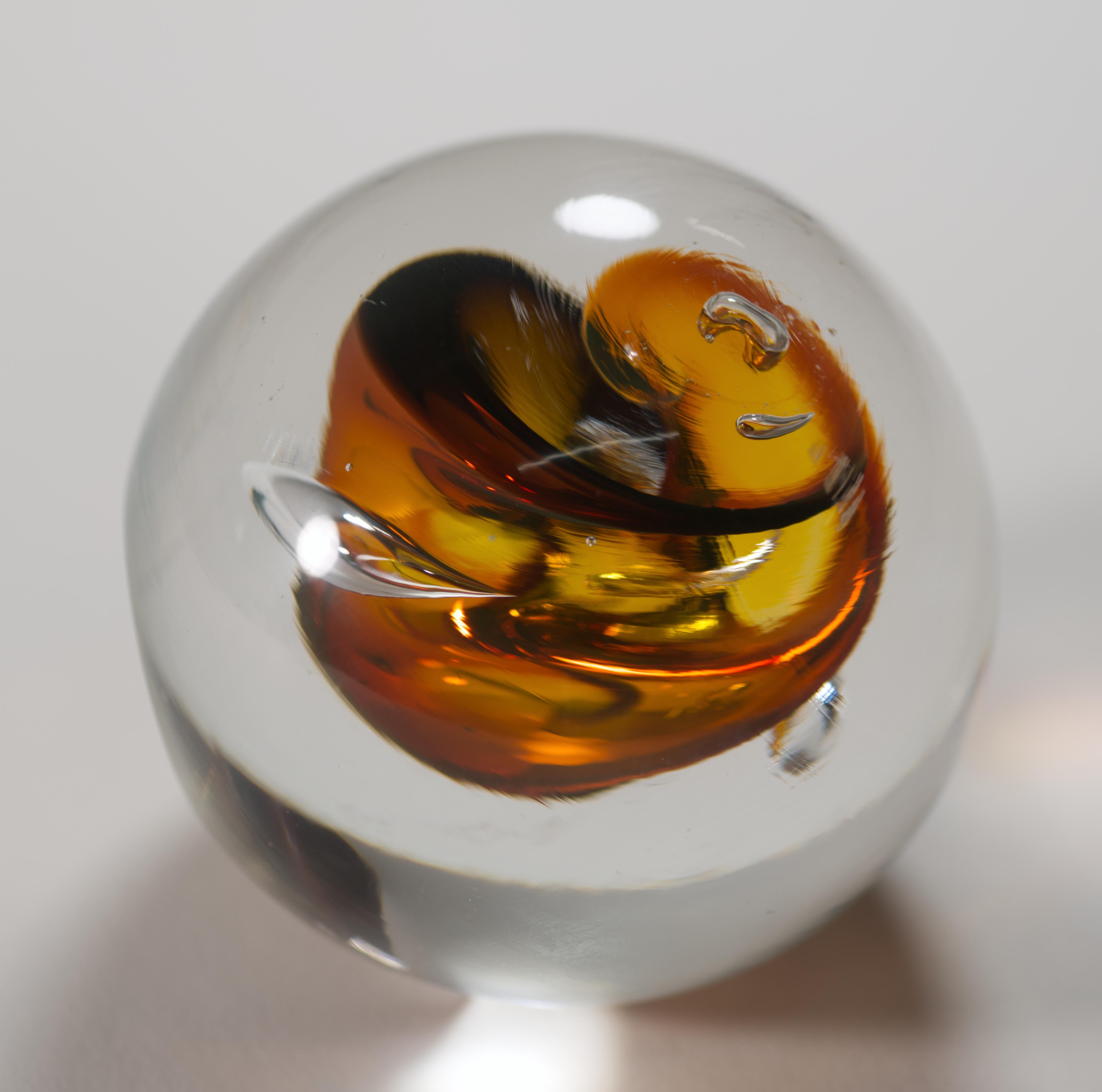 Adam Jablonski Sommerso Paperweight with Slanted Base, Polish Art Glass For Sale 3
