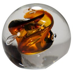 Adam Jablonski Sommerso Paperweight with Slanted Base, Polish Art Glass