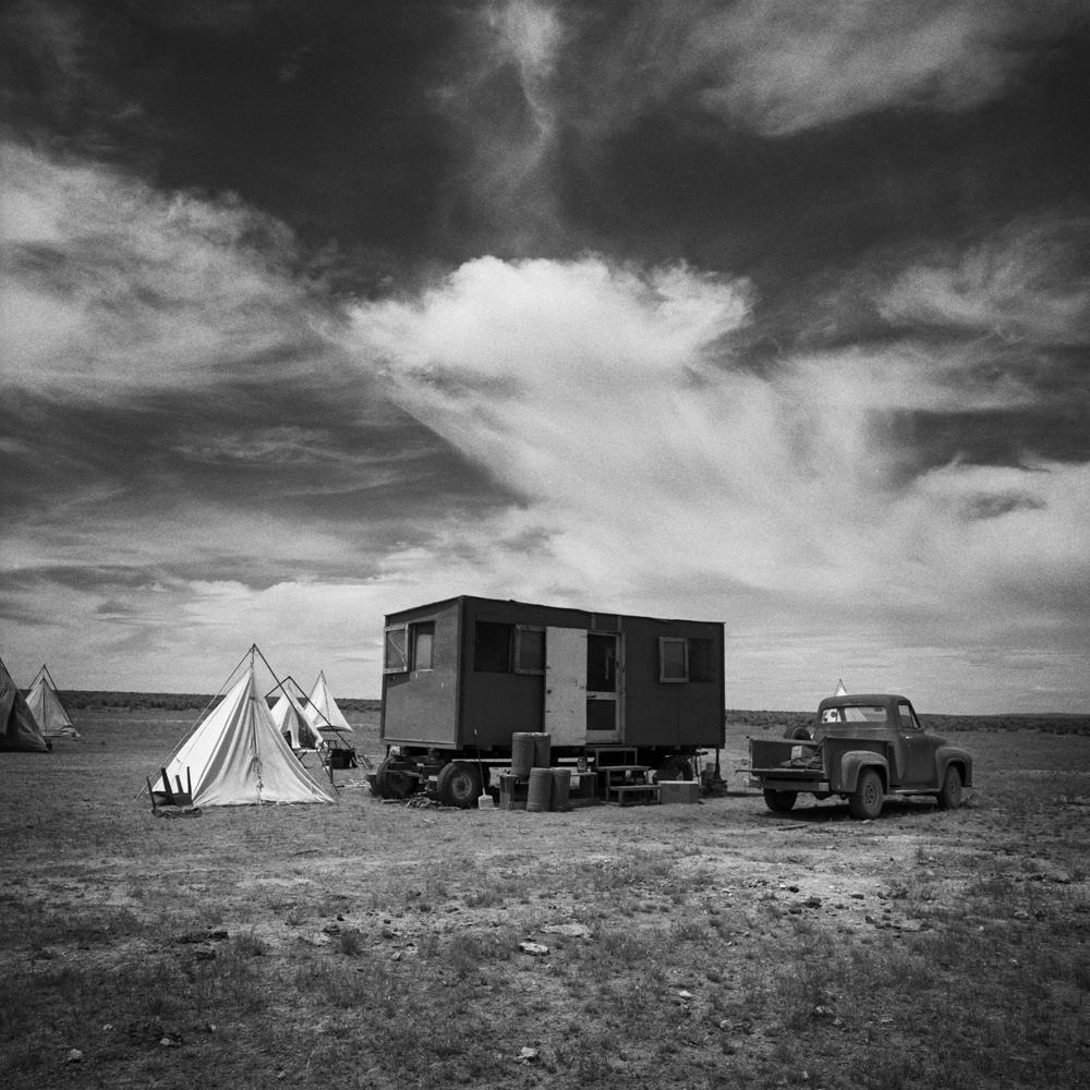 Adam Jahiel Black and White Photograph - IL Ranch Cookwagon, NV