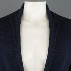 ADAM KIMMEL L Navy Textured Cotton Peak Lapel Cardigan Jacket