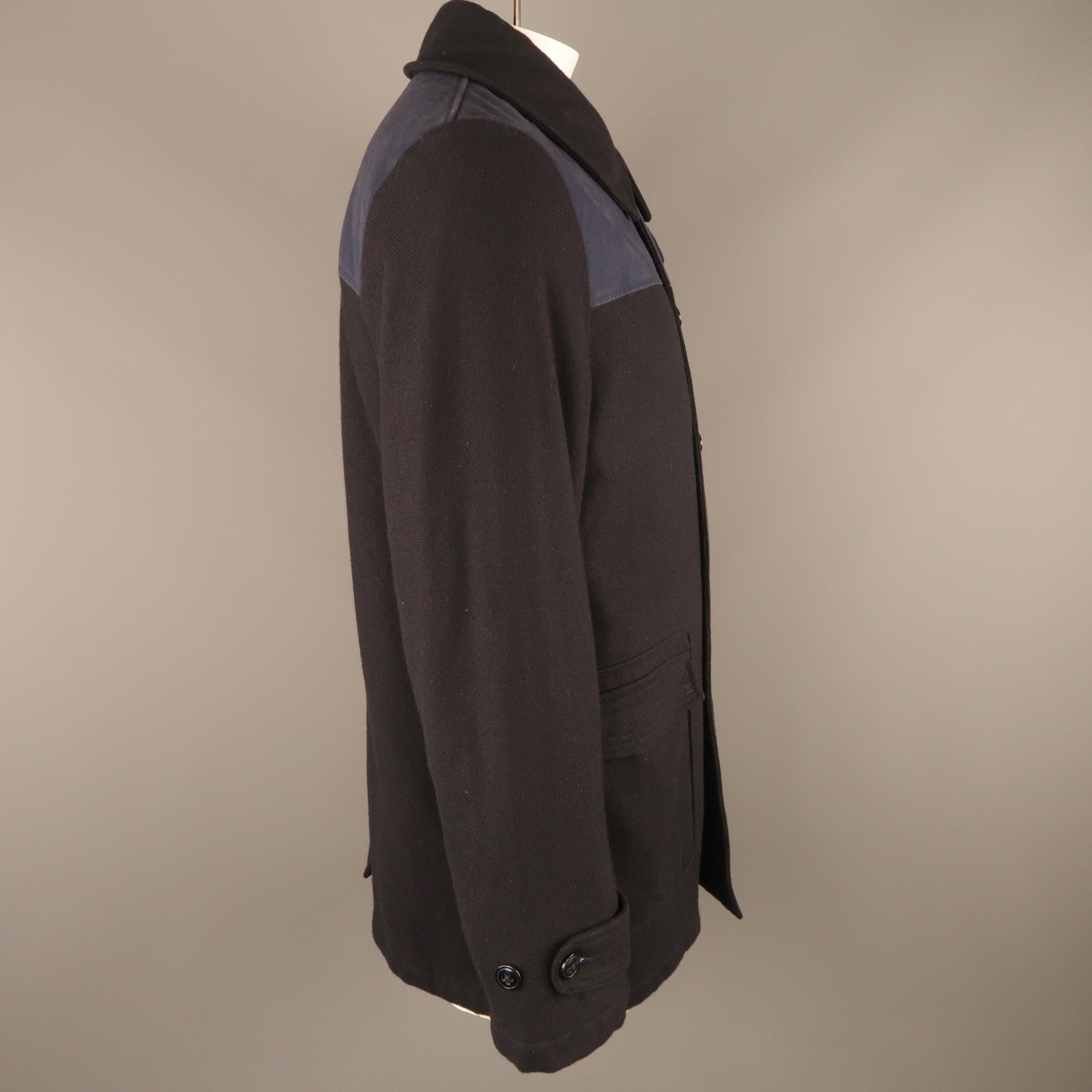 Men's ADAM KIMMEL L Navy Wool / Nylon Buttoned Patch Pocket Coat