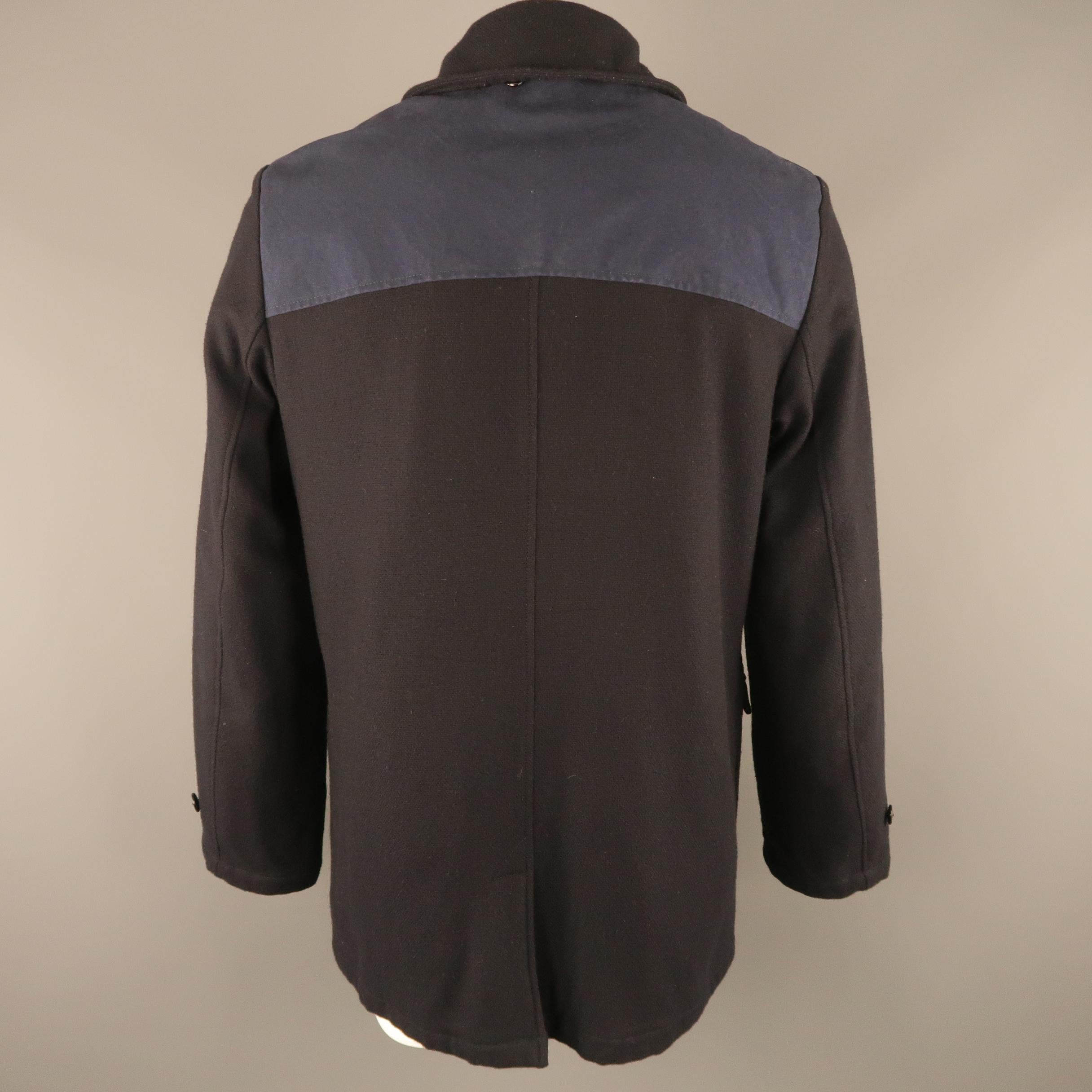 ADAM KIMMEL L Navy Wool / Nylon Buttoned Patch Pocket Coat 1