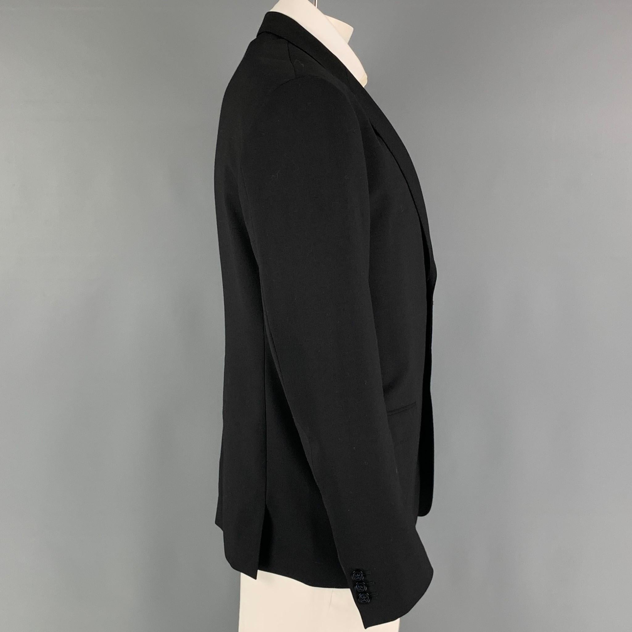 ADAM KIMMEL Size L Black Solid Wool Notch Lapel Sport Coat In Excellent Condition In San Francisco, CA