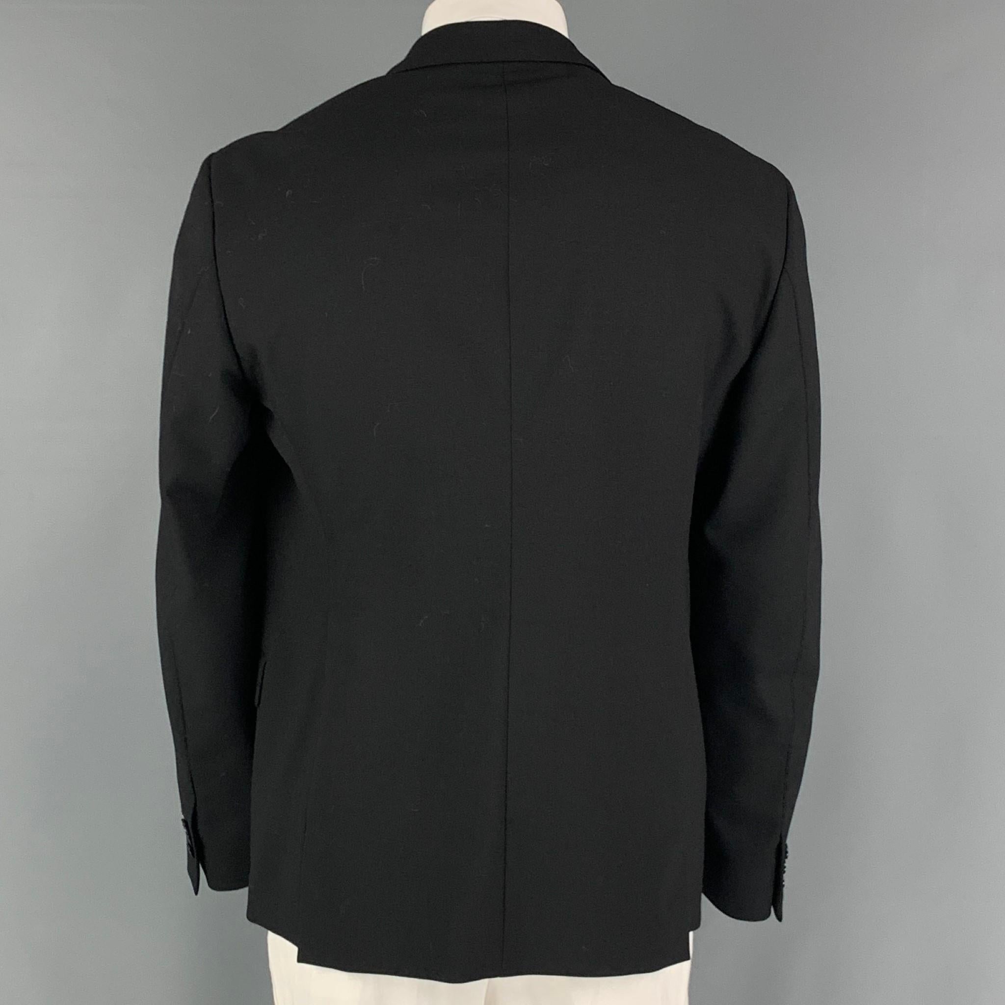 Men's ADAM KIMMEL Size L Black Solid Wool Notch Lapel Sport Coat