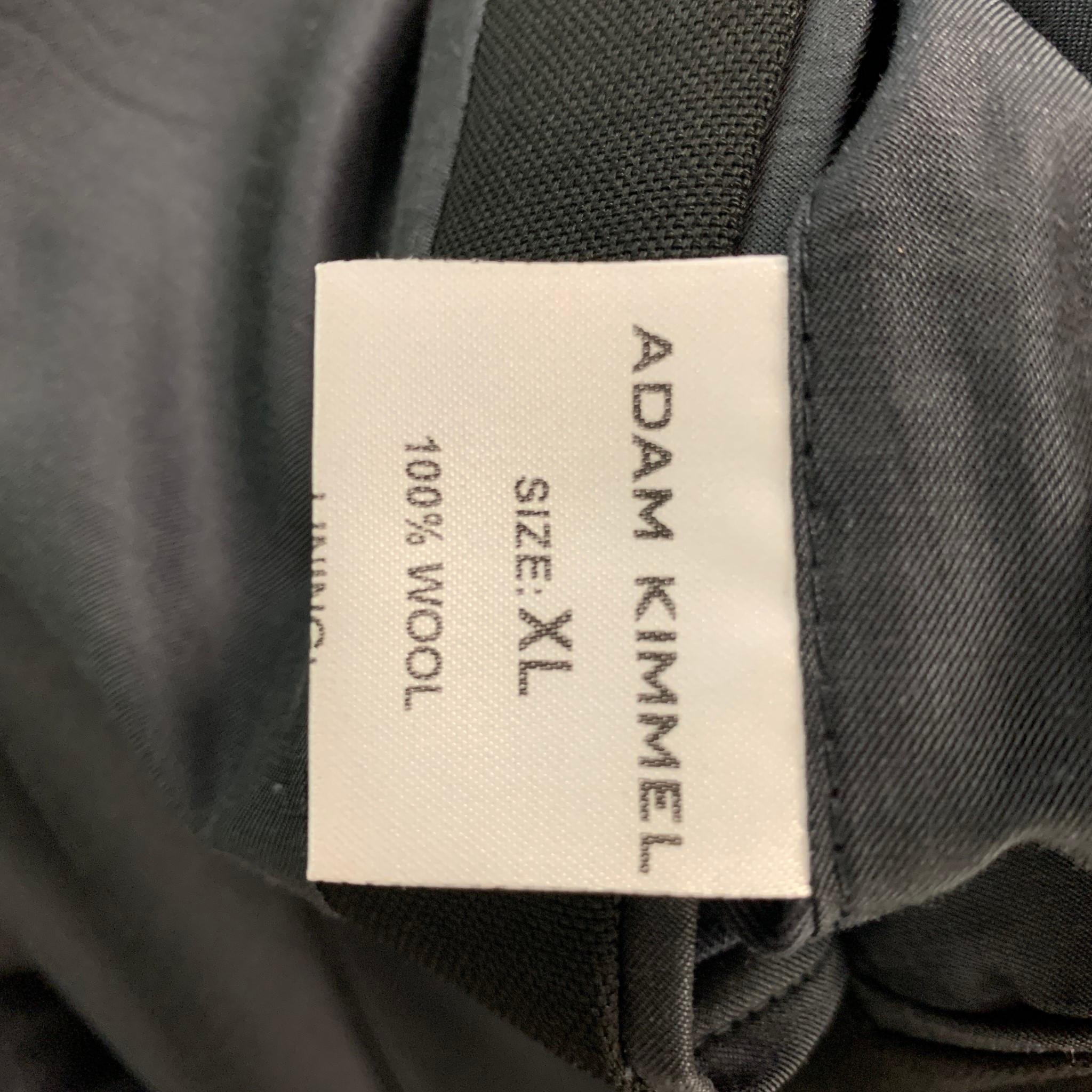ADAM KIMMEL Size L Black Solid Wool Notch Lapel Sport Coat 2