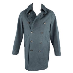 ADAM KIMMEL Size L Navy Cotton Double Breasted Hook & Eye Coat