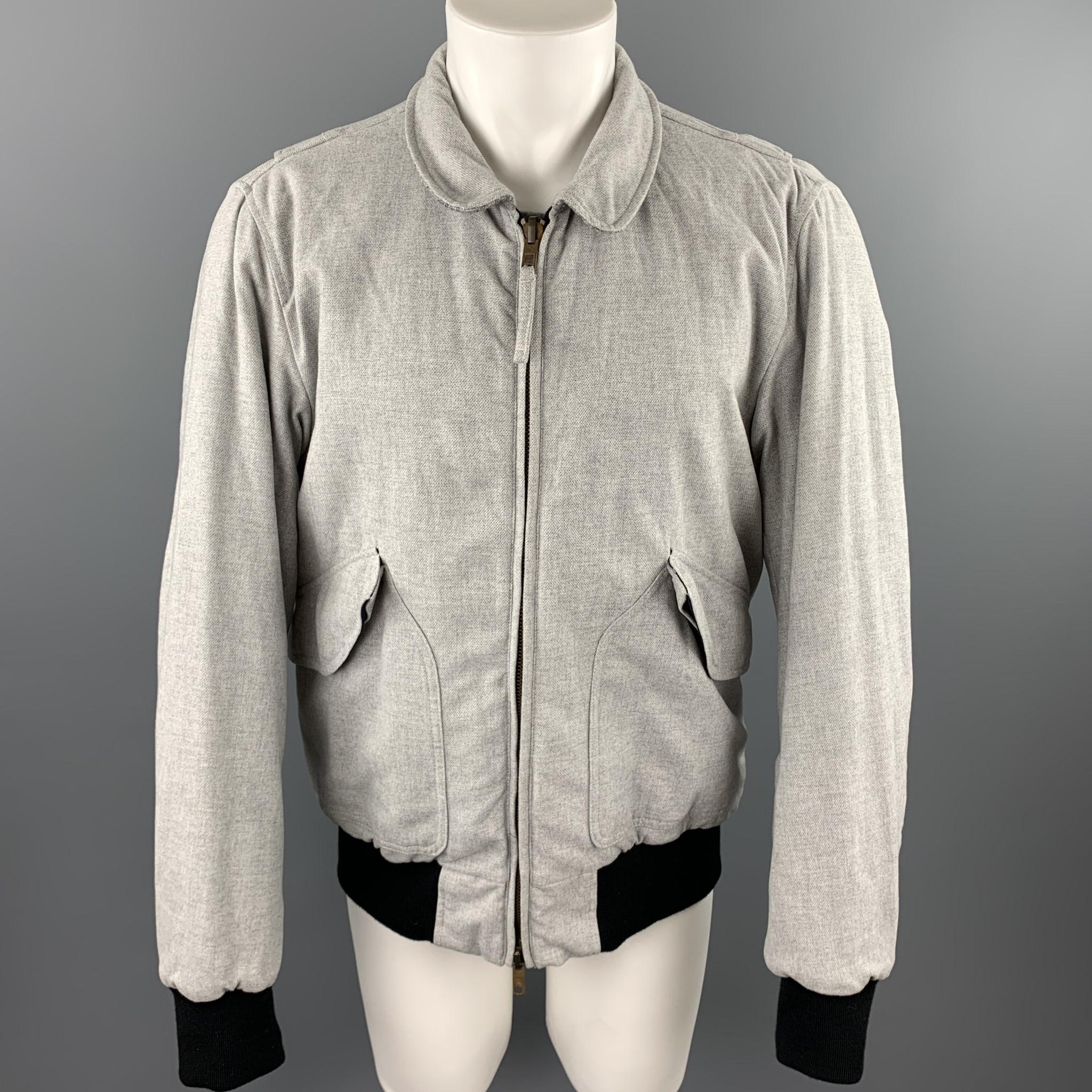 Gray ADAM KIMMEL Size M Grey Heather Cotton Blend Zip Up Reversible Jacket