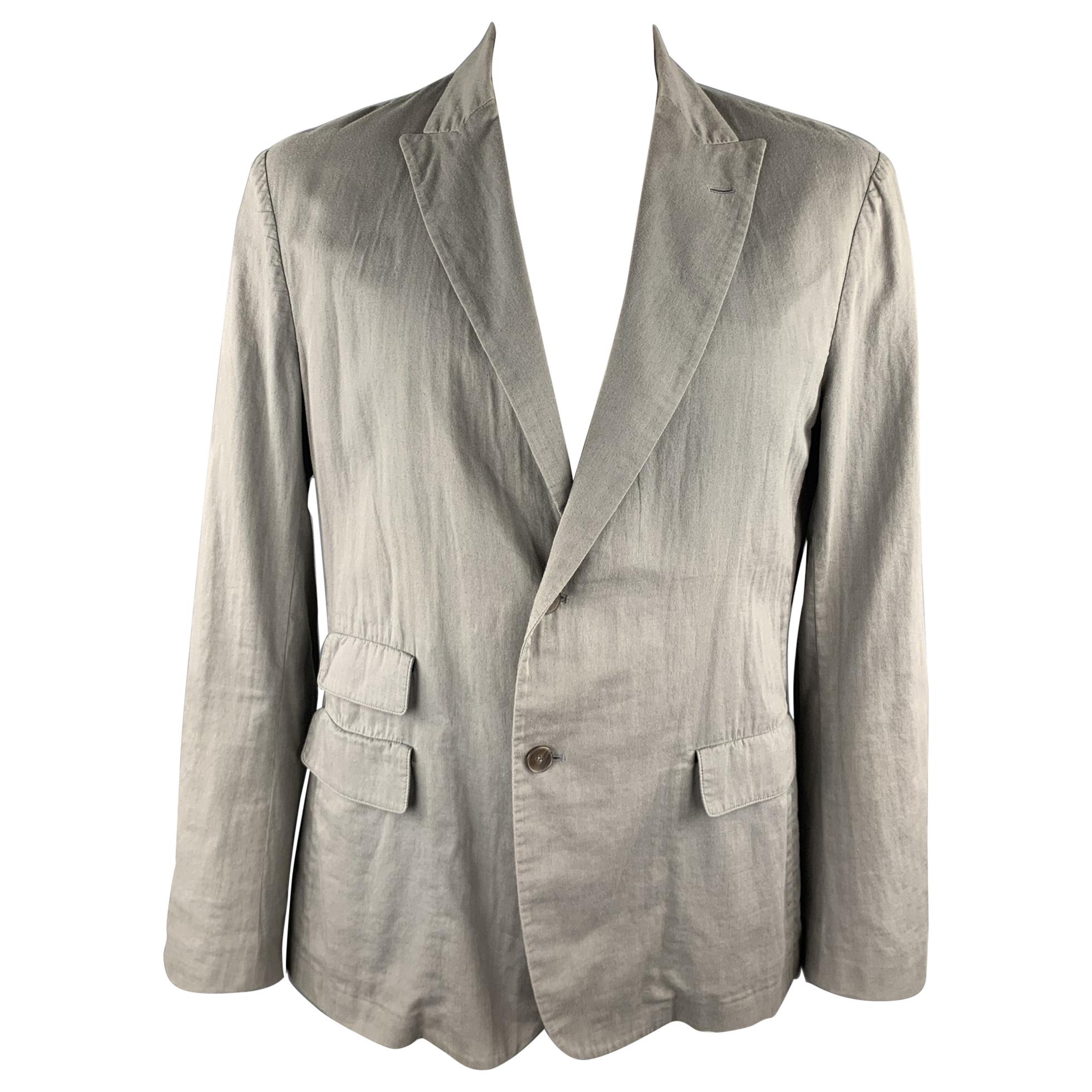 ADAM KIMMEL Size XL Grey Cotton Peak Lapel Casual Sport Coat