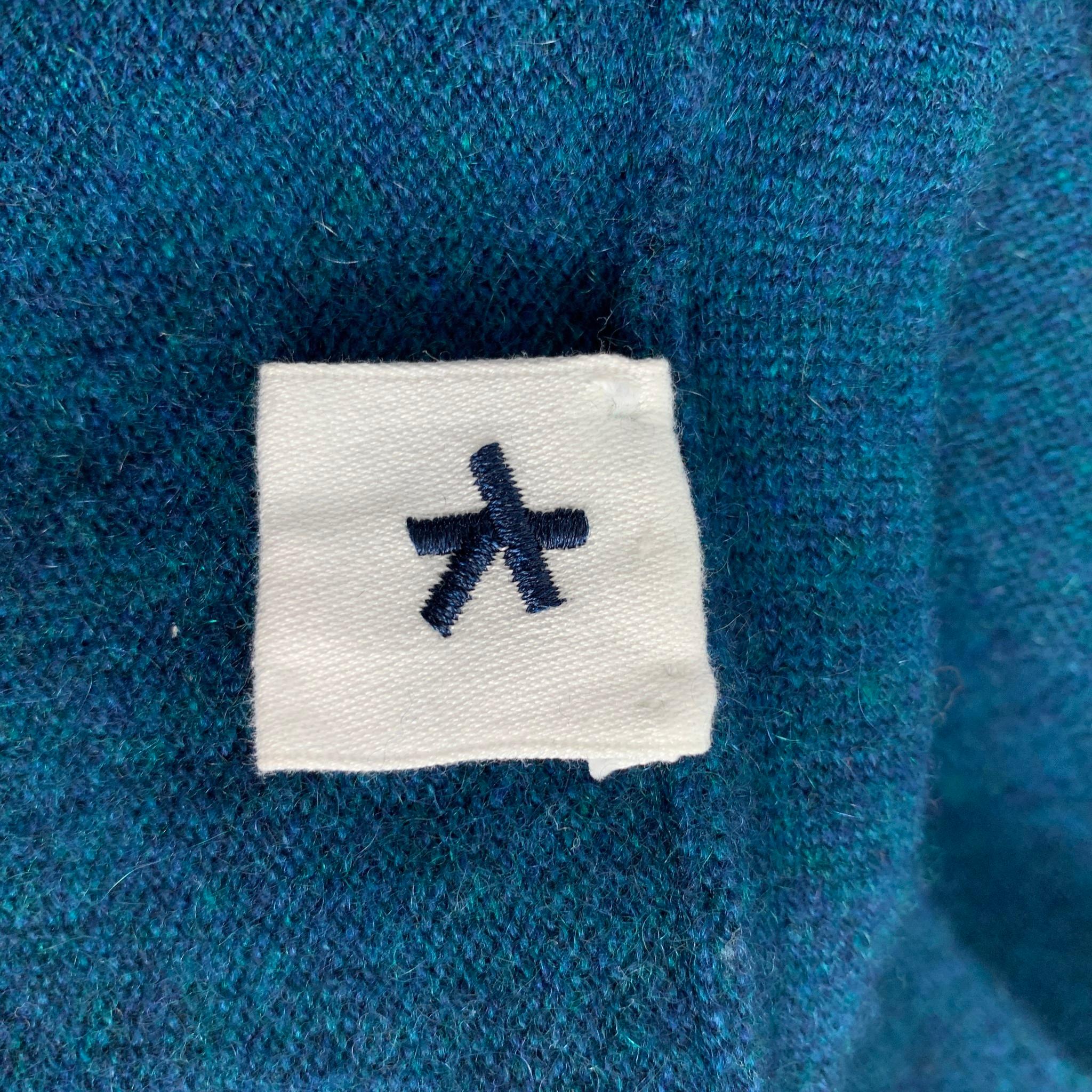 ADAM KIMMEL Size XL Teal Cashmere Button Down Cardigan In Good Condition In San Francisco, CA