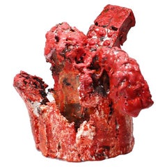 Adam Knoche Contemporary Red Ceramic Vase "Cadmium Fissure" Clay, Glaze 2022  