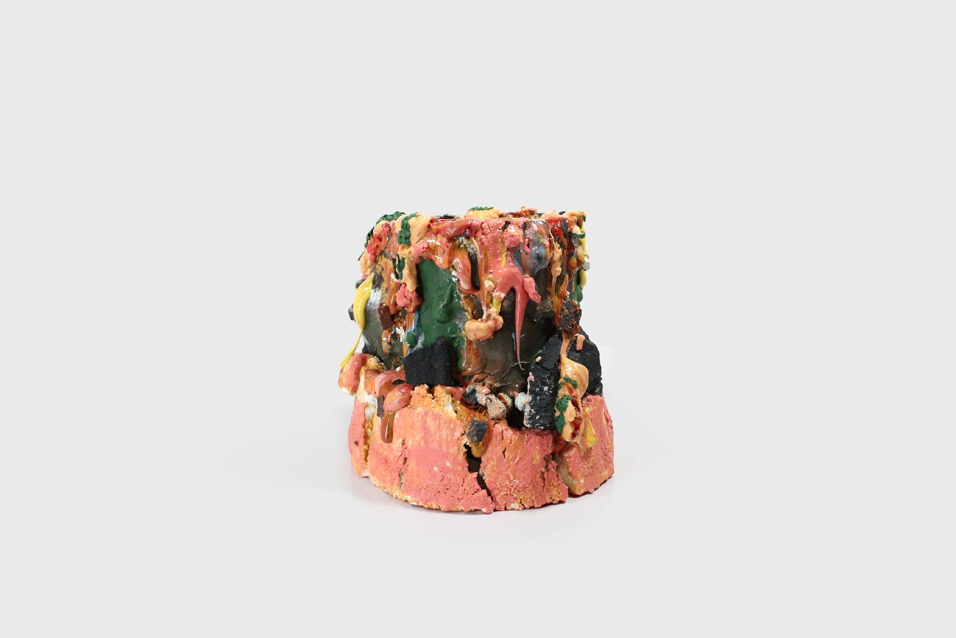 Adam Knoche Zeitgenössische Vase Gum Sap Porzellan, Rosa Orange Zeitgenössischer Ton im Zustand „Neu“ im Angebot in Barcelona, ES