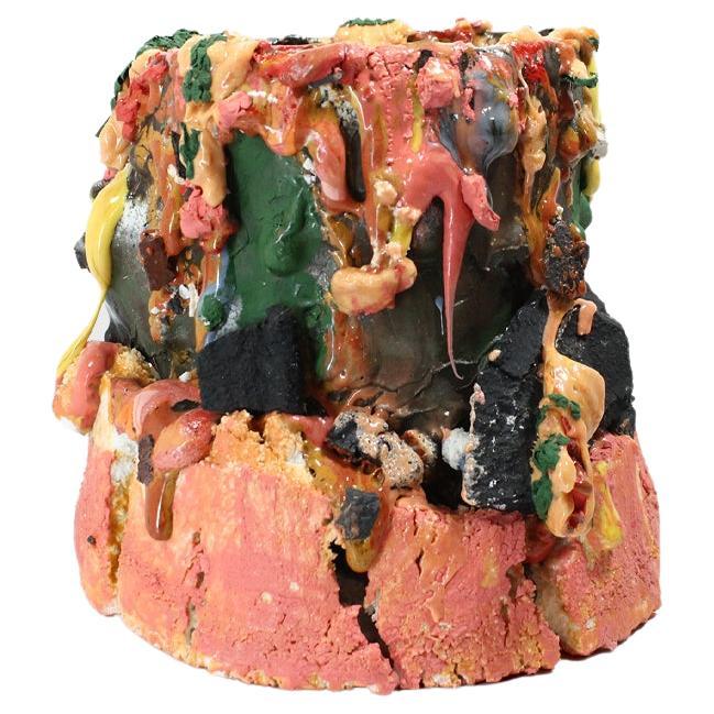 Adam Knoche Contemporary Vase Gum Sap Porcelain, Pink Orange Contemporary Clay