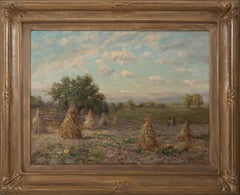 Early 20th Century Landscape with Haystacks, Cleveland School Artist