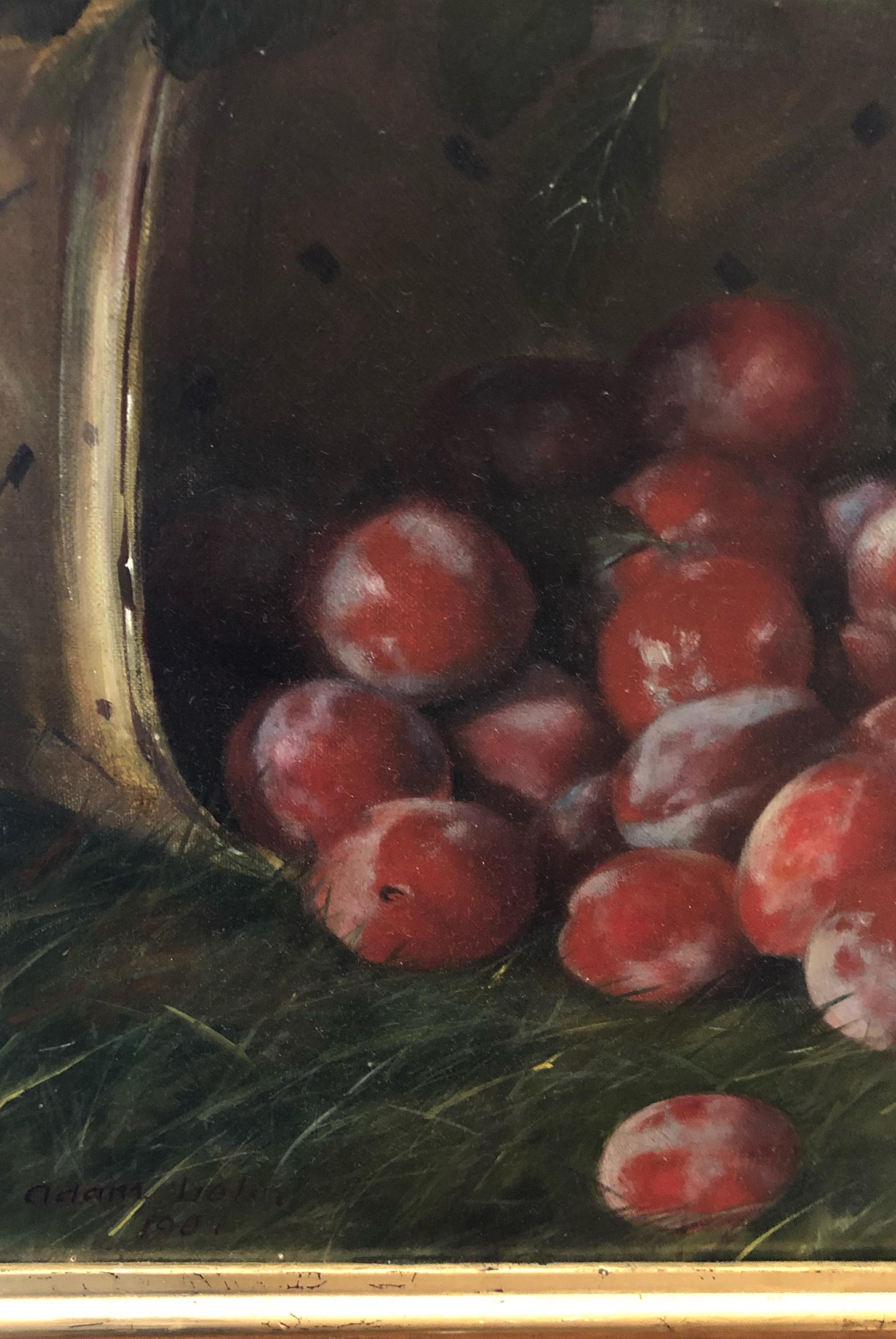 Les Gros Prunes, bodegón de ciruelas - Painting realista estadounidense de Adam Lehr