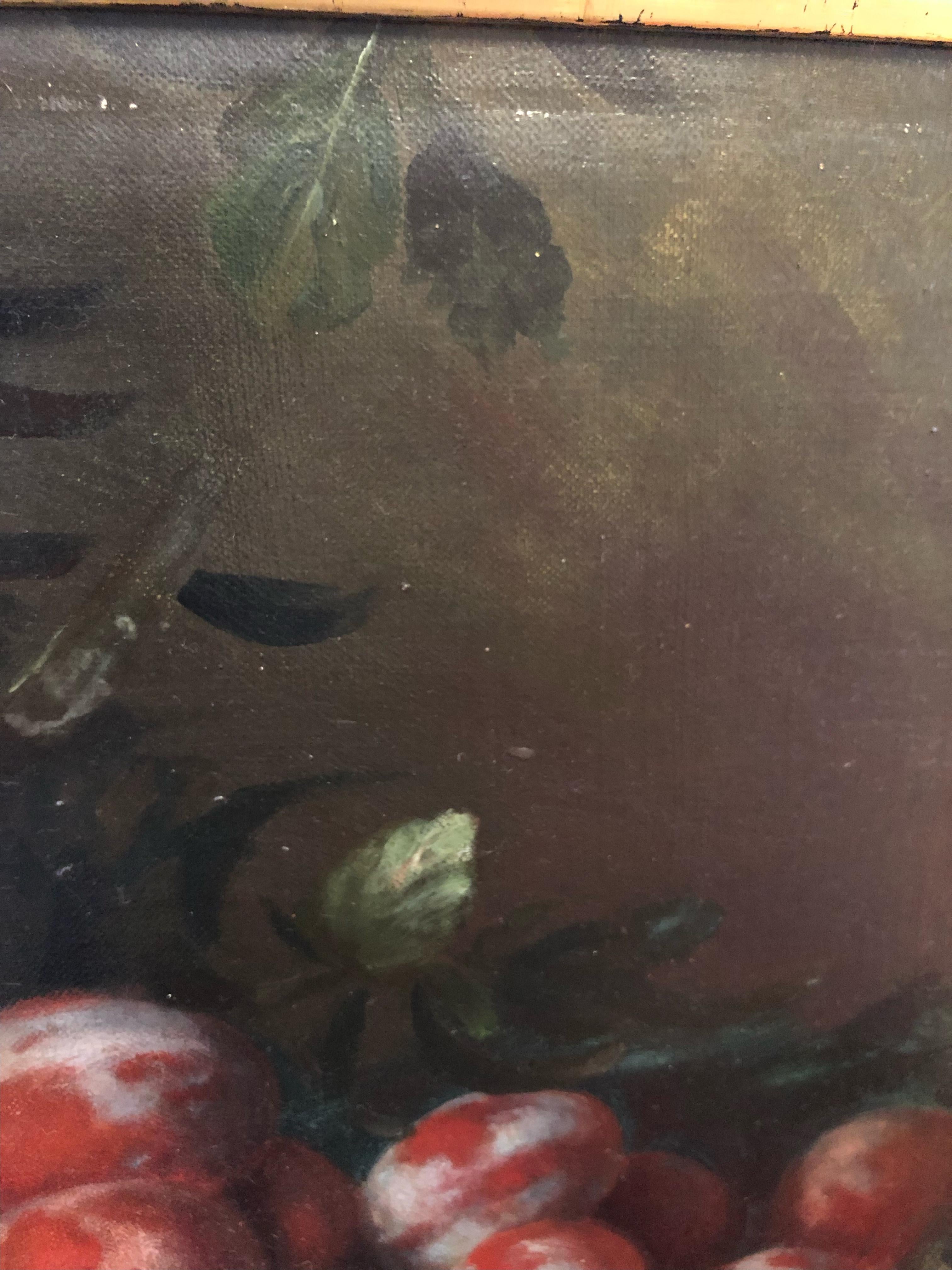 Les Gros Prunes, bodegón de ciruelas - Still-Life Painting Negro de Adam Lehr