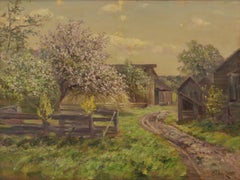 Zoar, Ohio Landscape w/ Tree, Early 20th Century Midwest Town