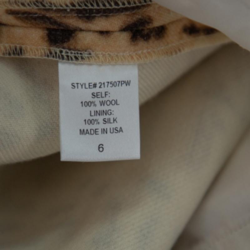 Adam Lippes Beige Animal Printed Wool Palazzo Pants S For Sale 1