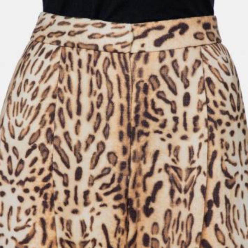 Adam Lippes Beige Animal Printed Wool Palazzo Pants S For Sale 5