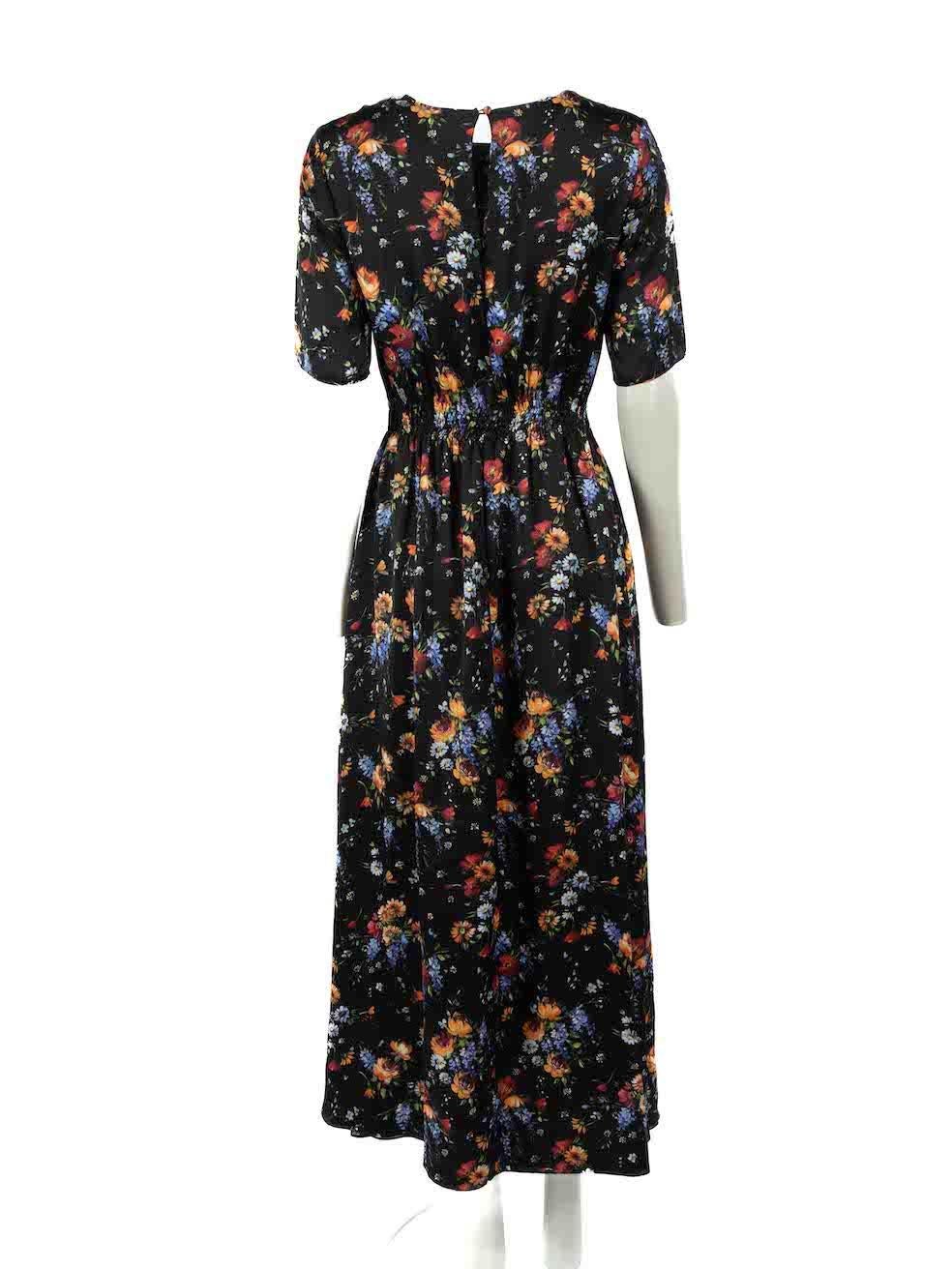 Adam Lippes Black Silk Floral Print Maxi Dress Size XS In Excellent Condition For Sale In London, GB
